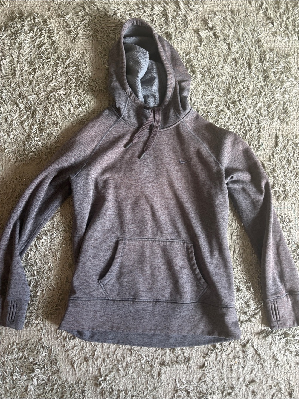 Nike Women's Marled Grey Hooded Pullover Sweater